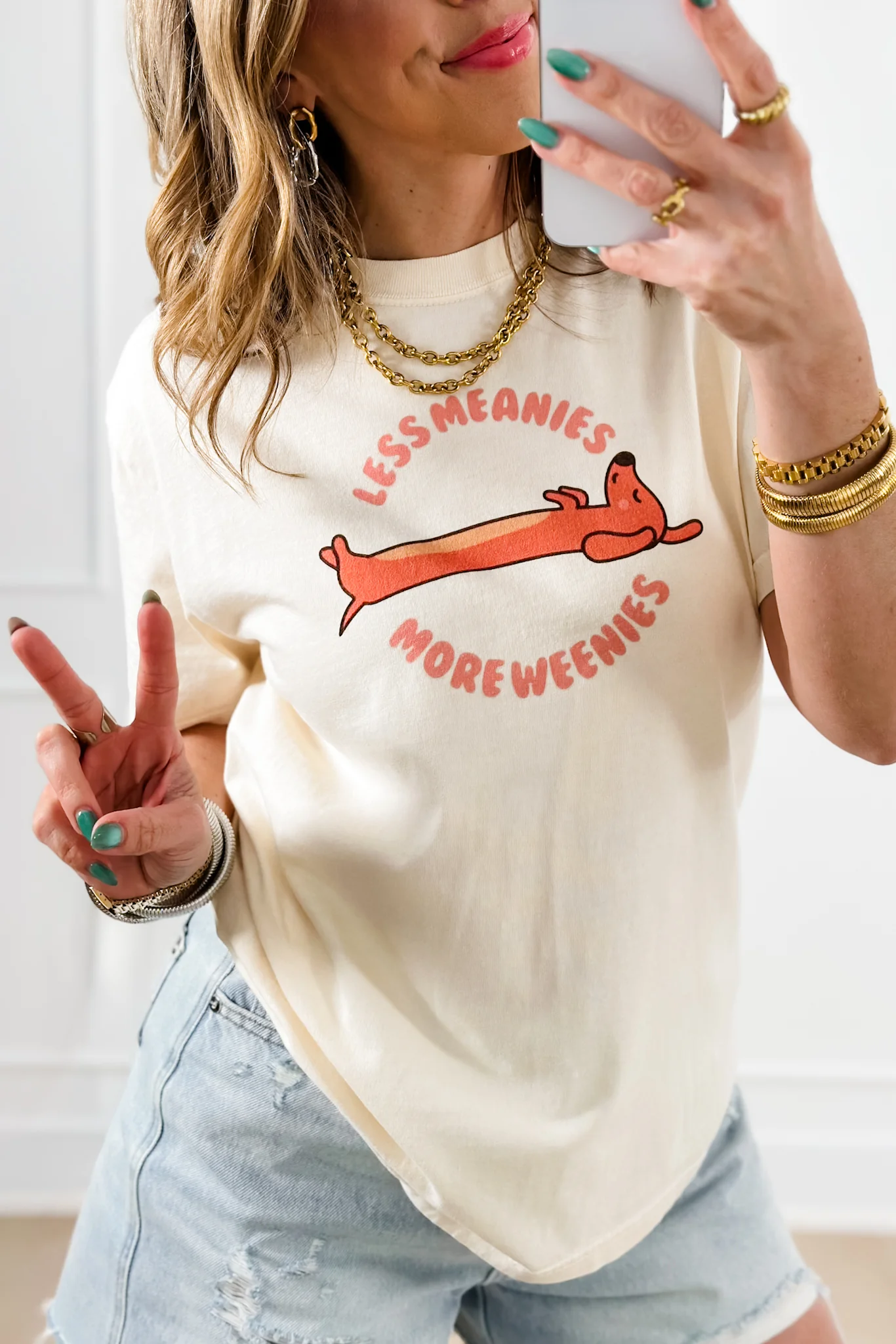 Plus/Reg Short Sleeve "Less Meanies More Weenies" Graphic Tee